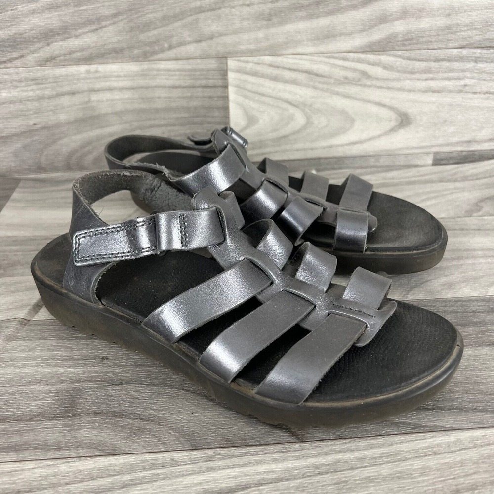 Ecco Fisherman Sandals‎ Womens 7/7.5 EU 38 Black Leather Hook & Loop Festival